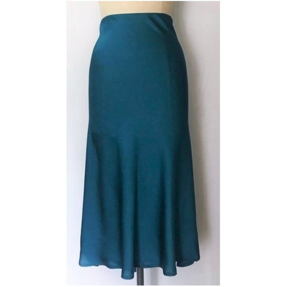 Forever 21 Dresses & Skirts - FOREVER 21 TEAL BLUE GREEN SILK SLIP MIDI SKIRT 2X NWT